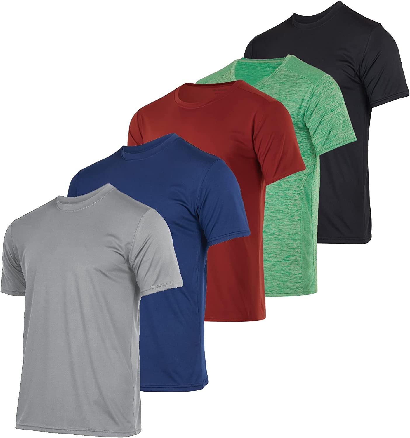 5 Pack: Men’s Dry-Fit Moisture Wicking Active Athletic Performance Crew T-Shirt - Image 3